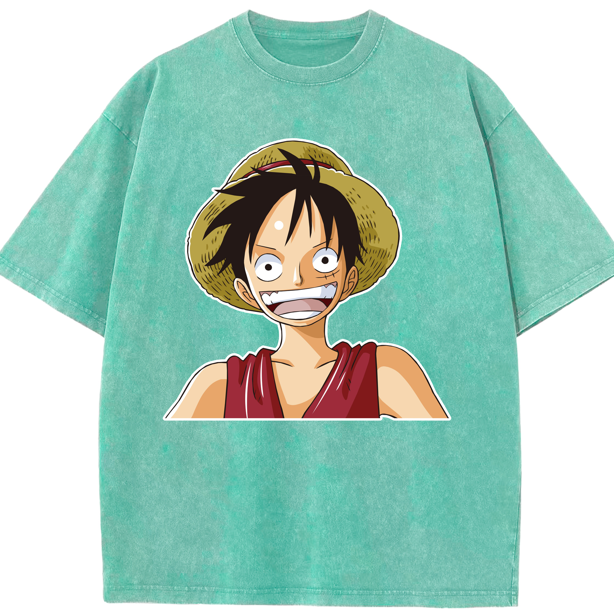 ワンピース モンキー・D・ルフィ ONE PIECE Monkey D. Luffy 綿100% ヴィンテージ風 半袖Tシャツ（フロントプリント）